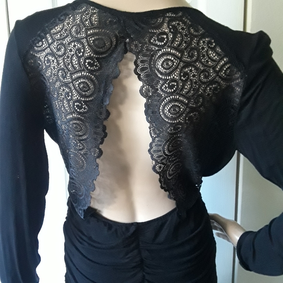 Love Chelsey Sash Lace Backless Black Mini Dress - Picture 7 of 7